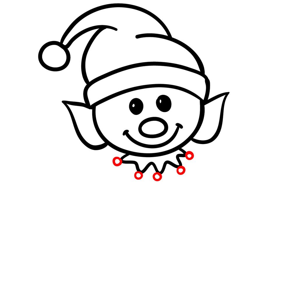 How to draw a Christmas Elf - step 12