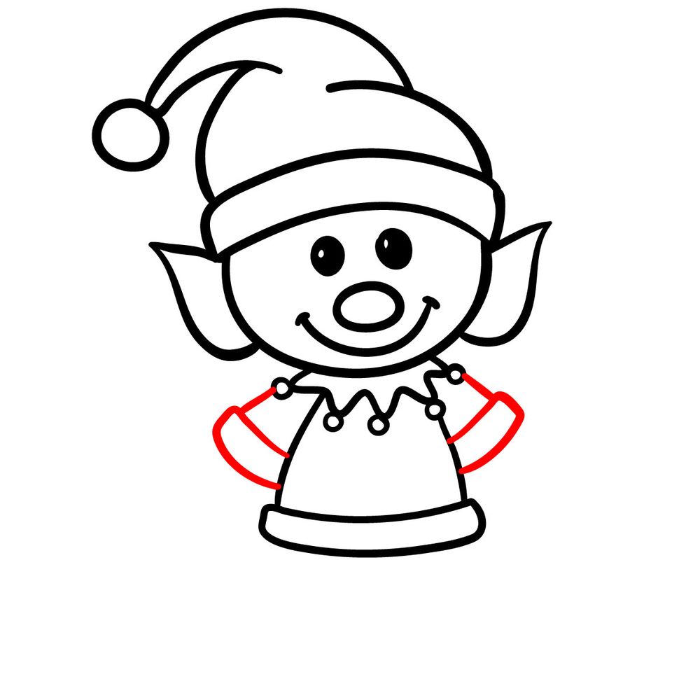 How to draw a Christmas Elf - step 15