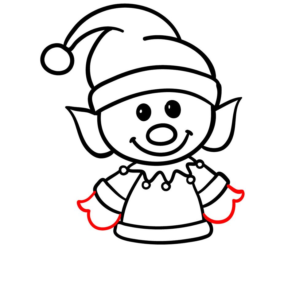 How to draw a Christmas Elf - step 16