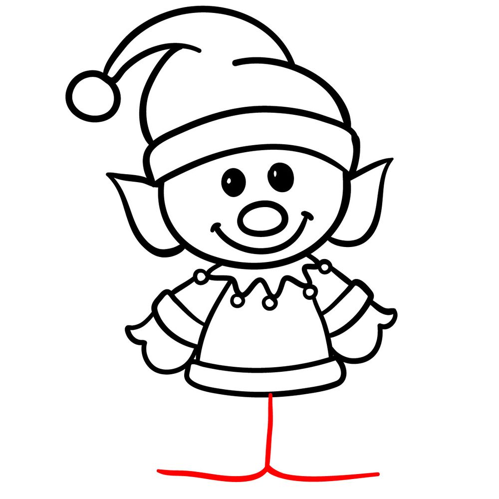 How to draw a Christmas Elf - step 17