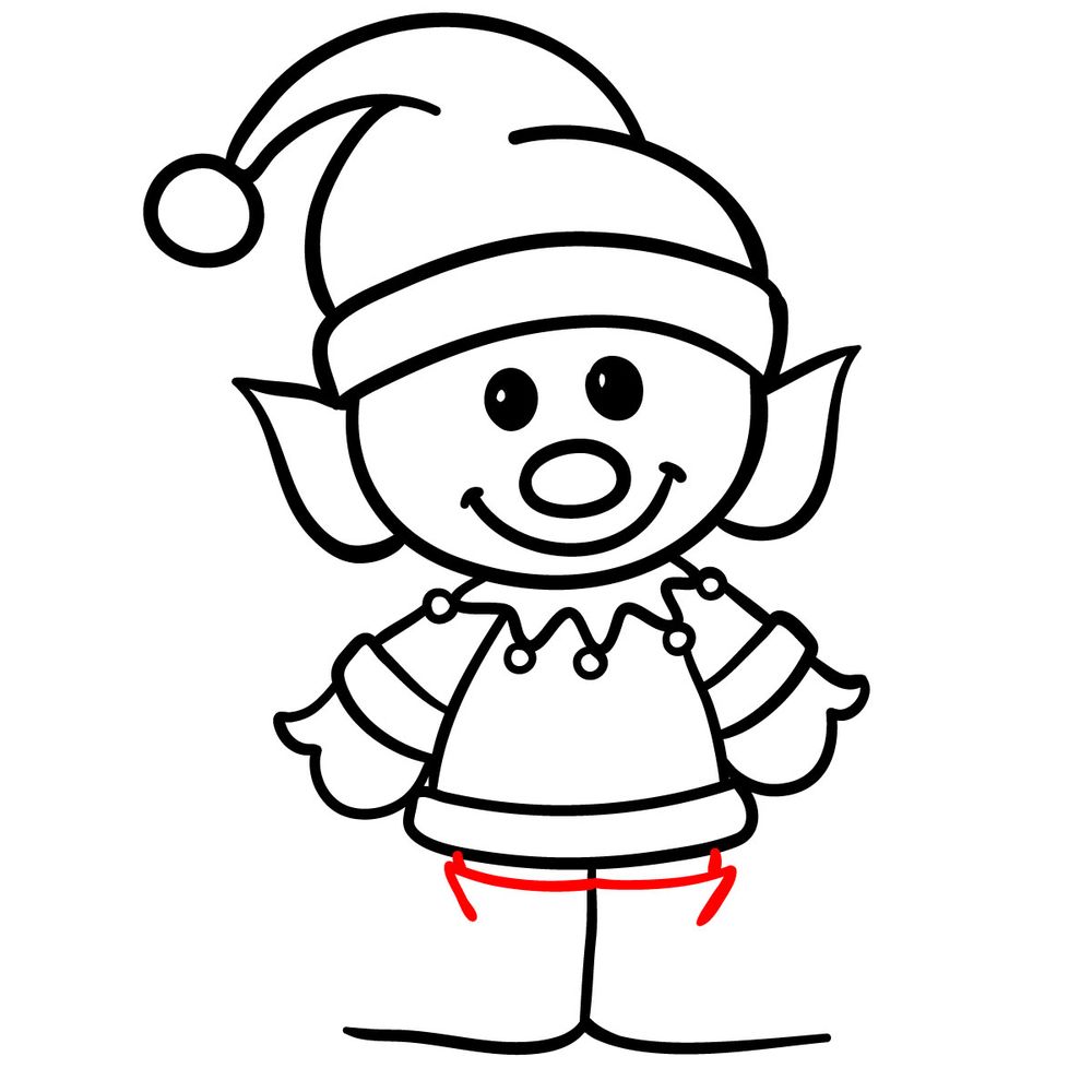 How to draw a Christmas Elf - step 18