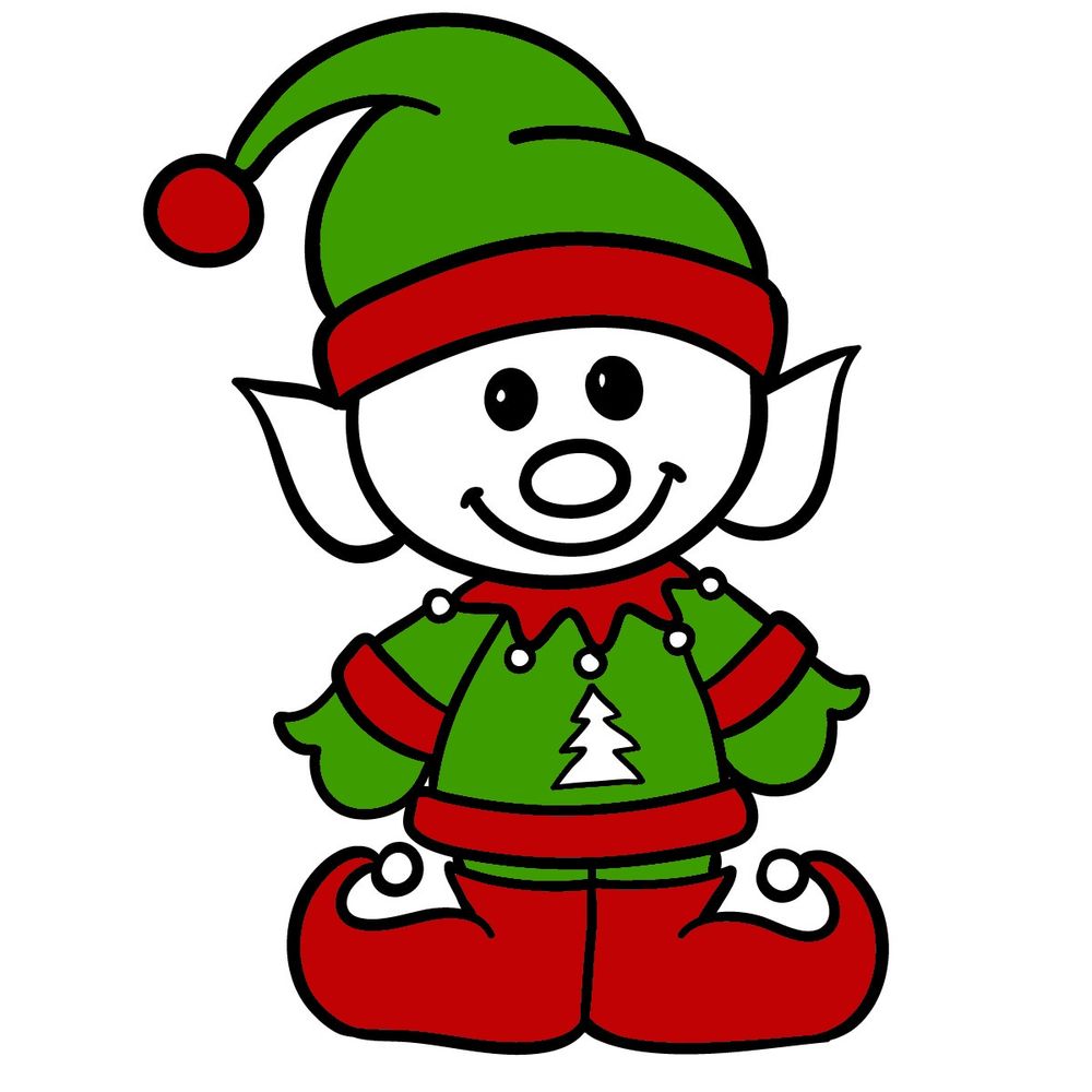 How to draw a Christmas Elf - step 23