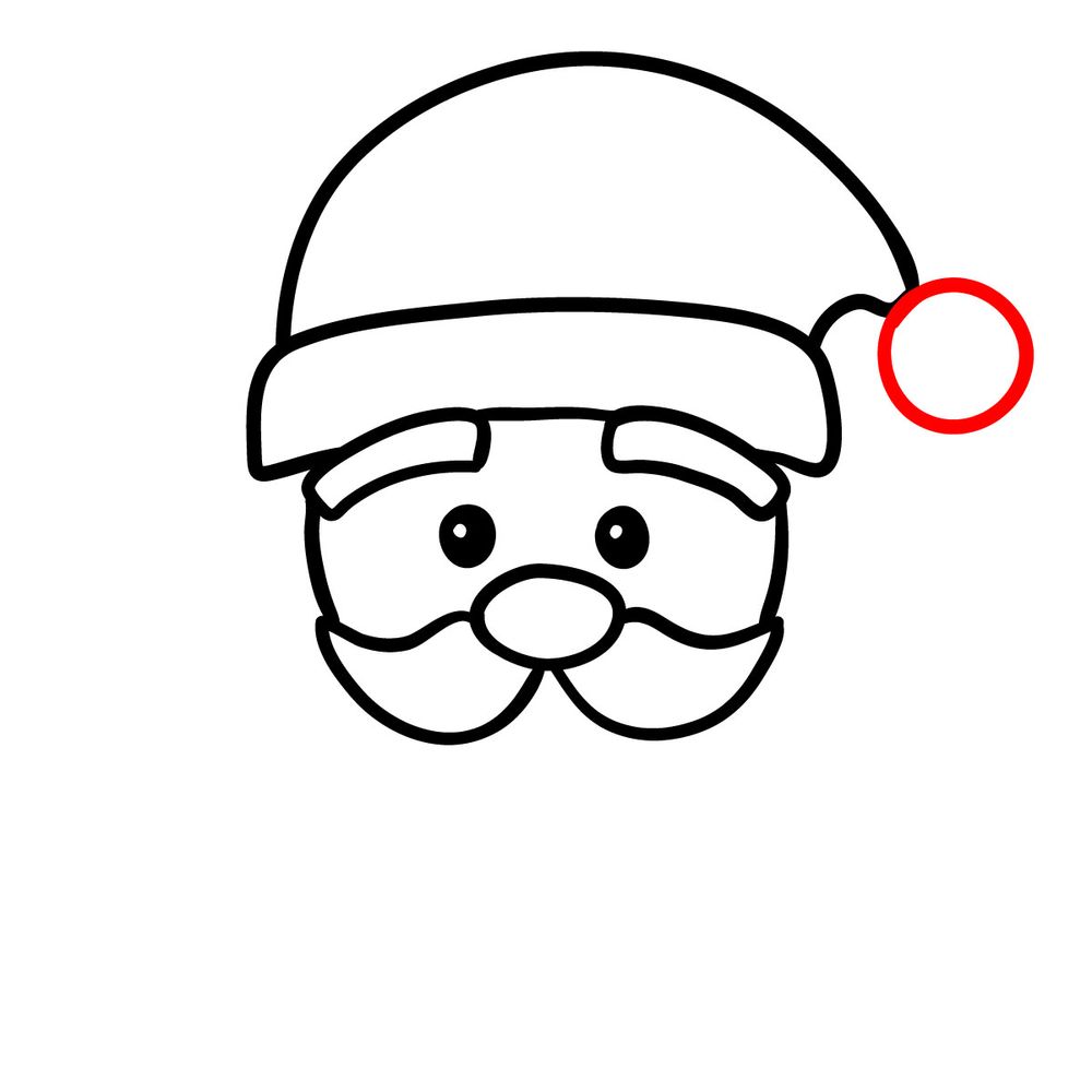 How to draw Santa's face - step 09