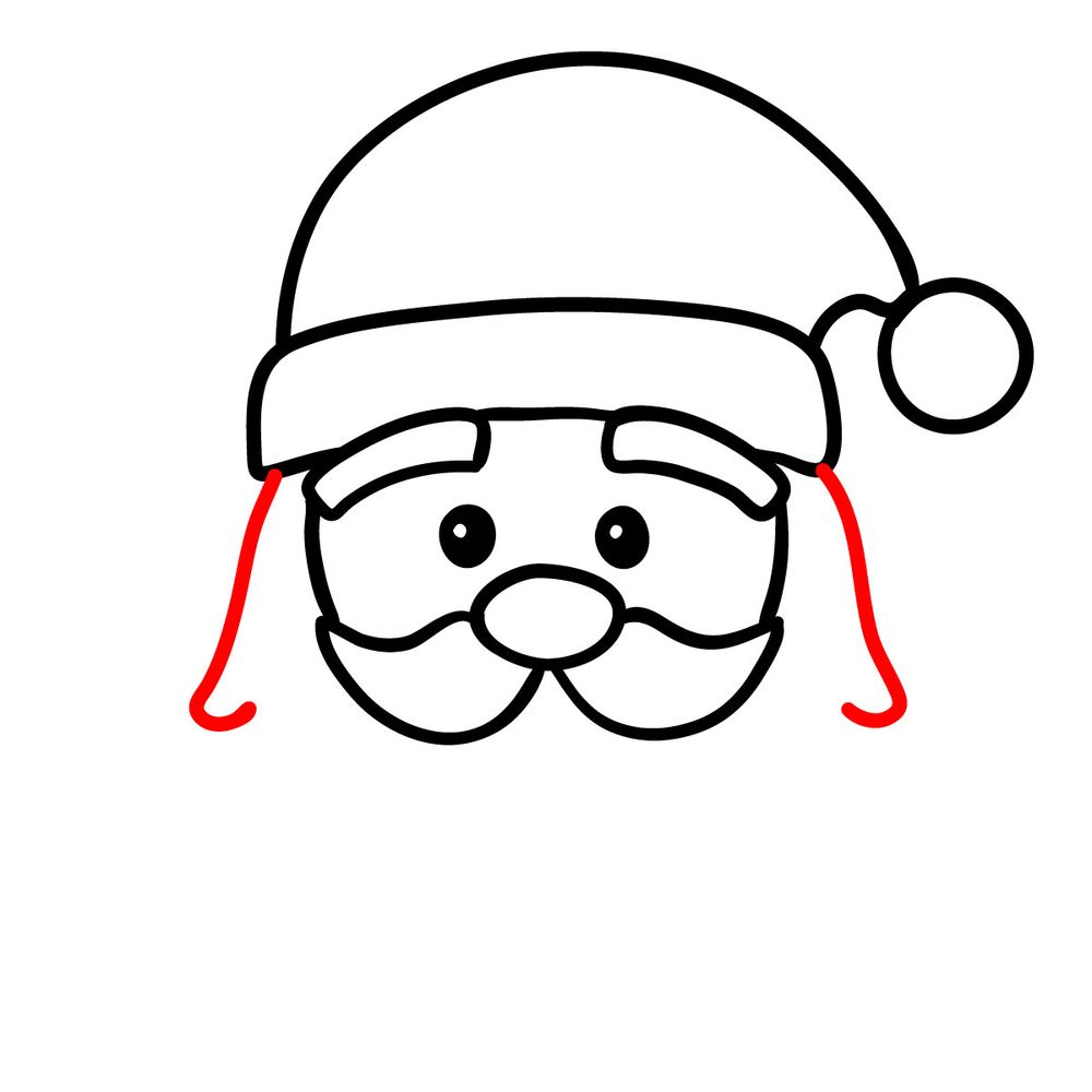How to draw Santa's face - step 10
