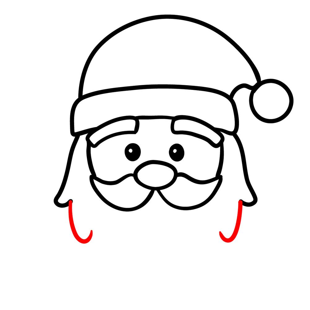 How to draw Santa's face - step 11