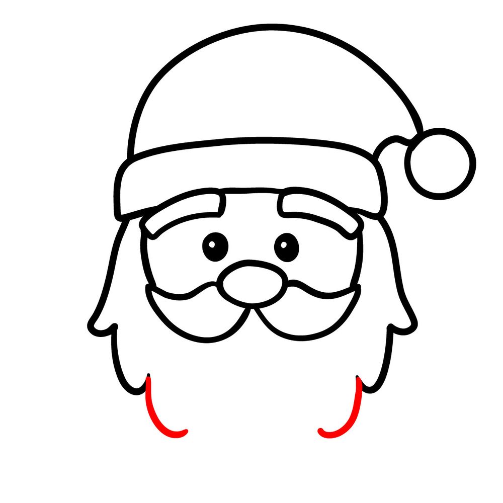 How to draw Santa's face - step 12