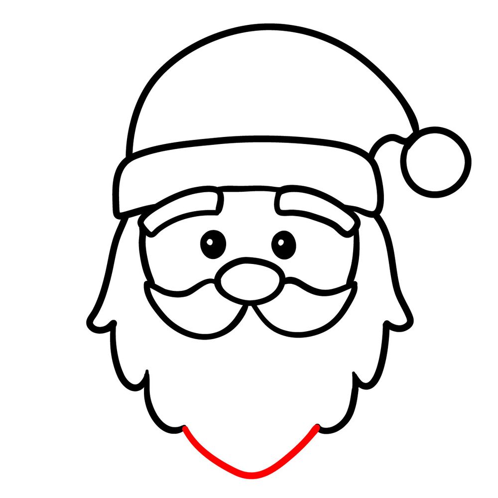 How to draw Santa's face - step 13