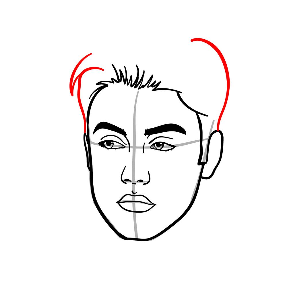 How to draw Justin Bieber - step 13