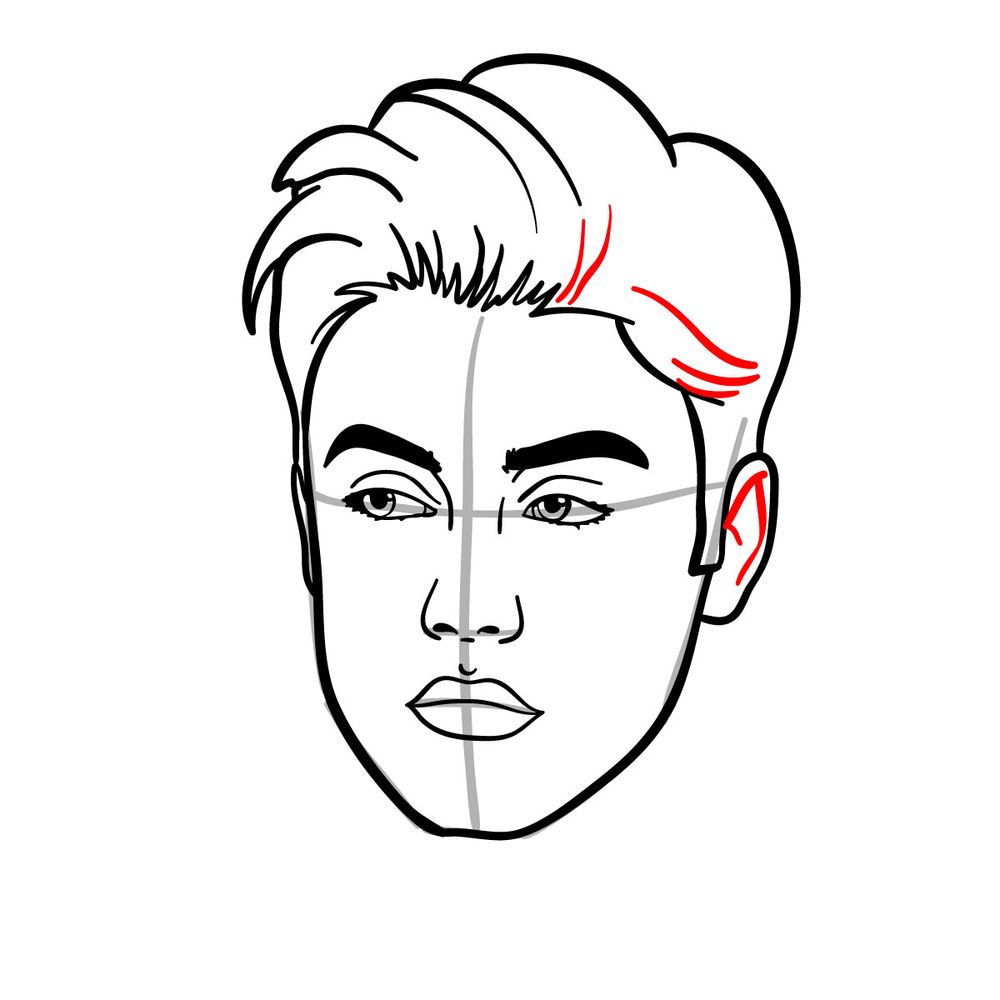How to draw Justin Bieber - step 15