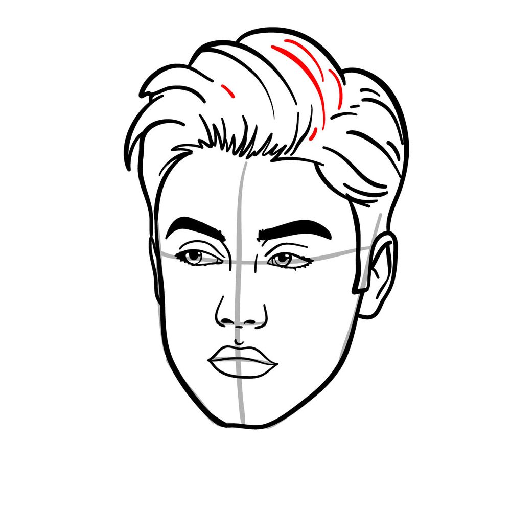 How to draw Justin Bieber - step 17