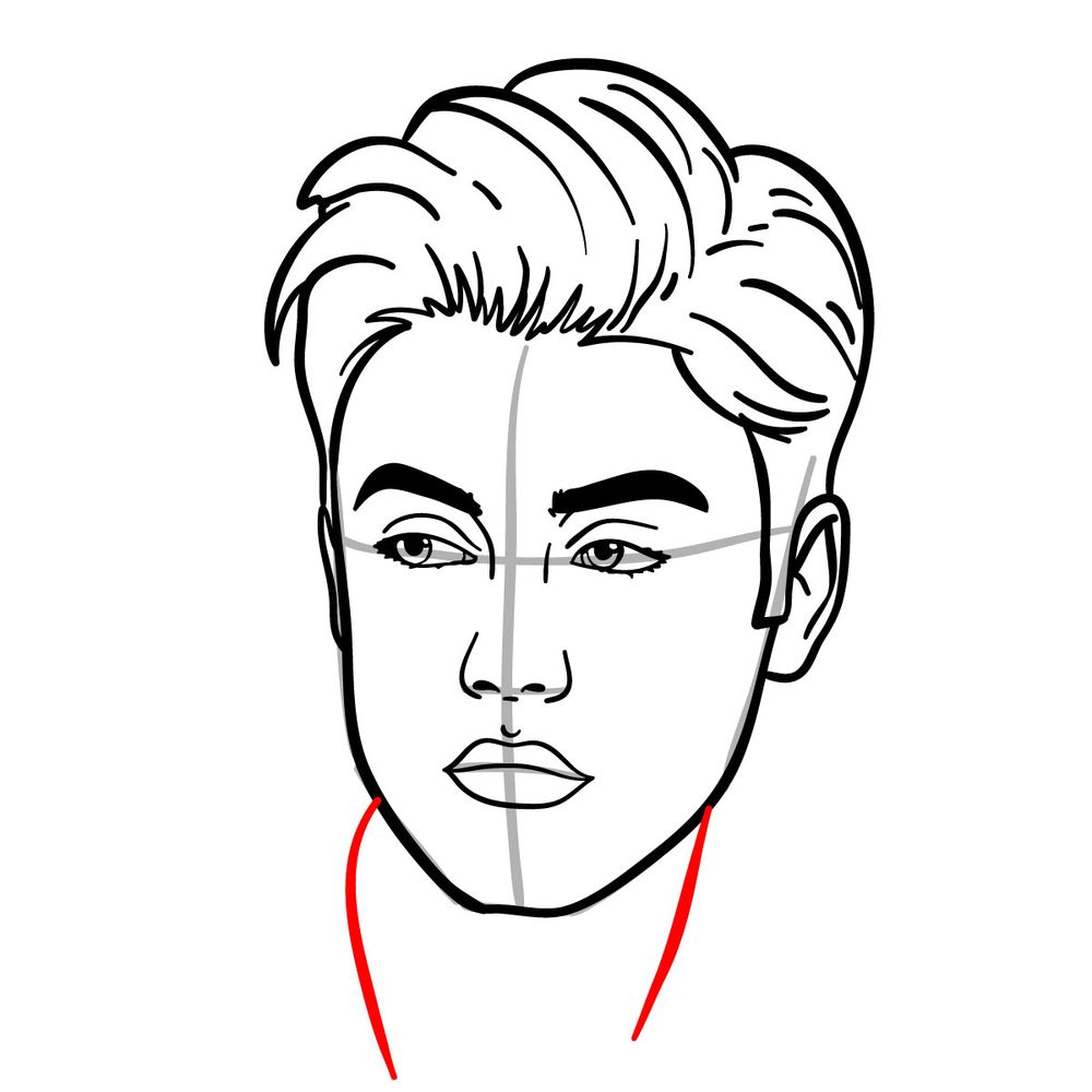 How to draw Justin Bieber - step 18