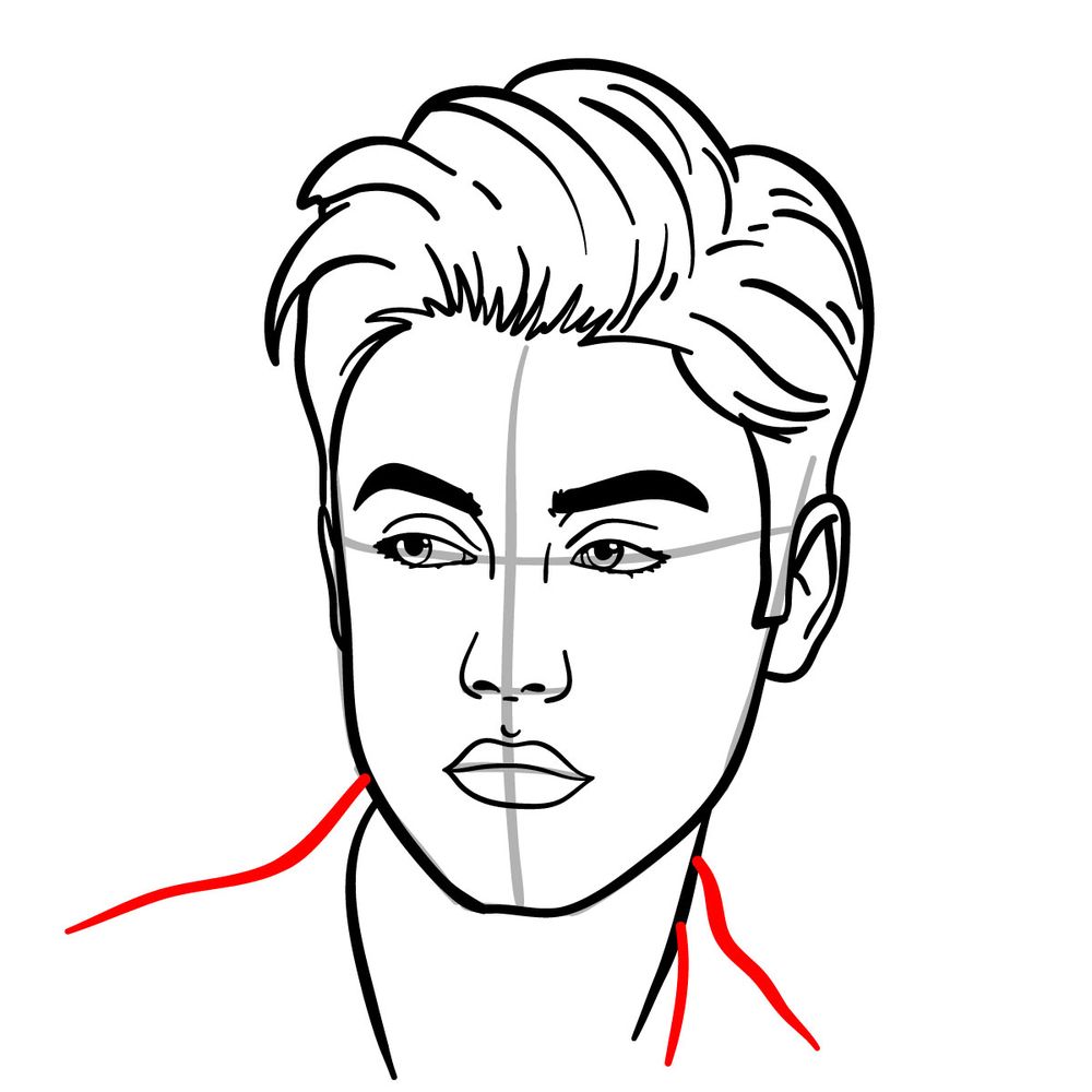 How to draw Justin Bieber - step 19