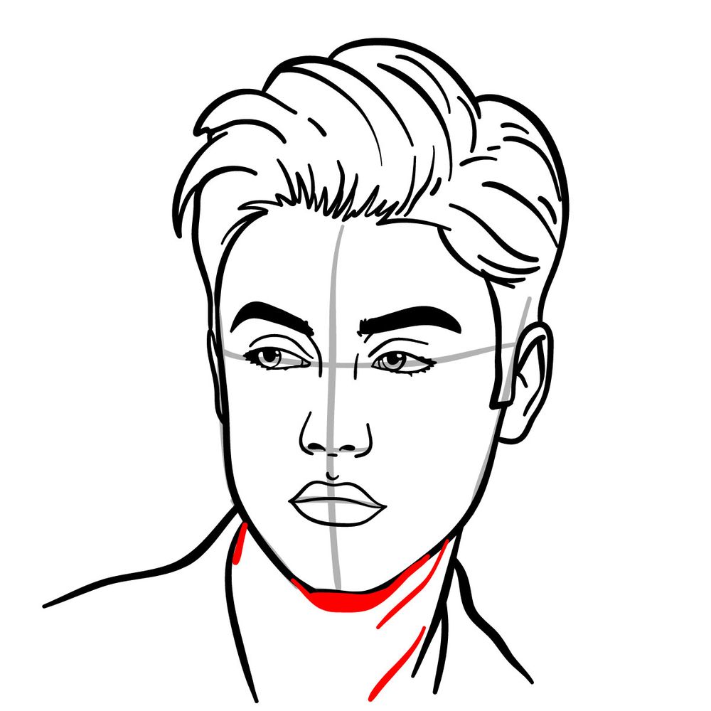 How to draw Justin Bieber - step 20
