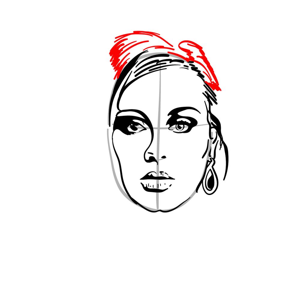 How to draw Adele - step 16