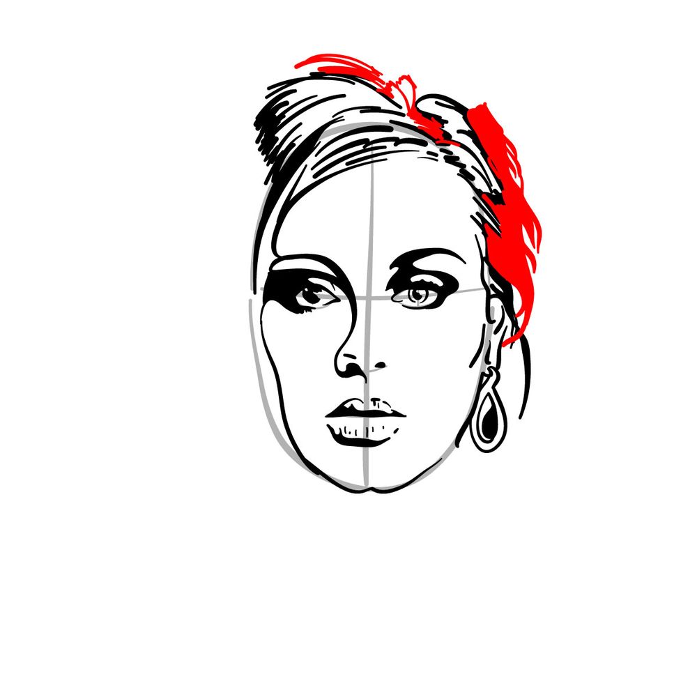 How to draw Adele - step 17