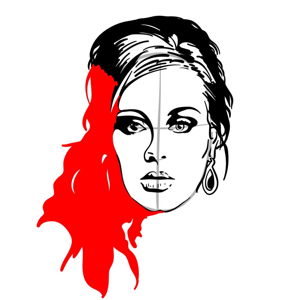 How to draw Adele - step 19