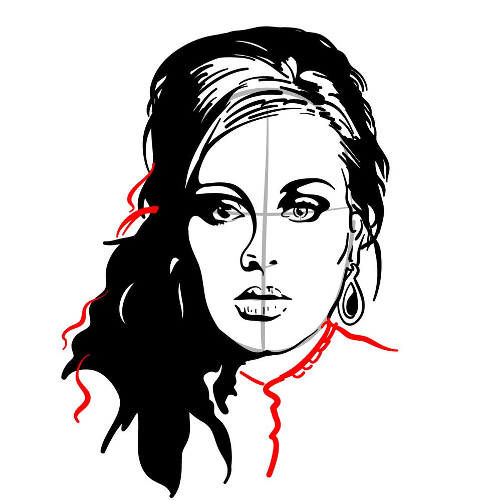 How to draw Adele - step 20