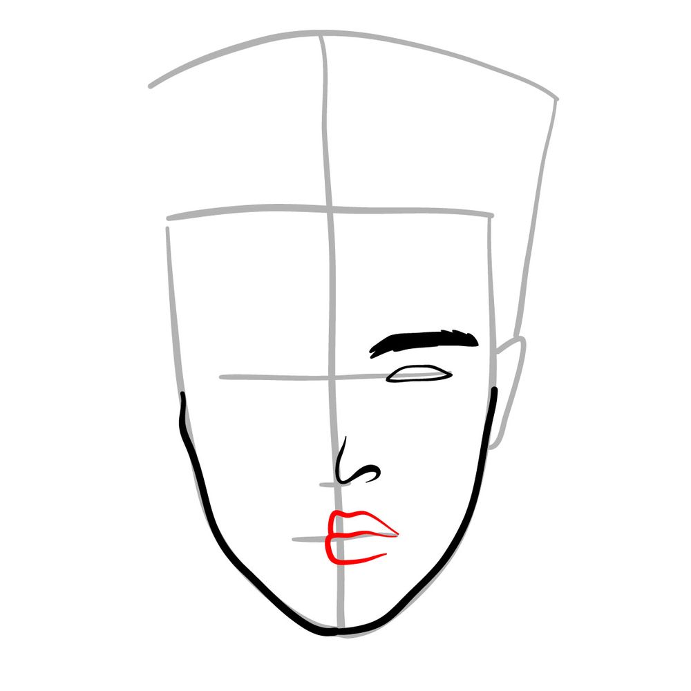 How to draw XXXTentacion's face (half skull) - step 06
