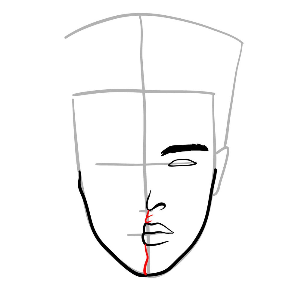 How to draw XXXTentacion's face (half skull) - step 07