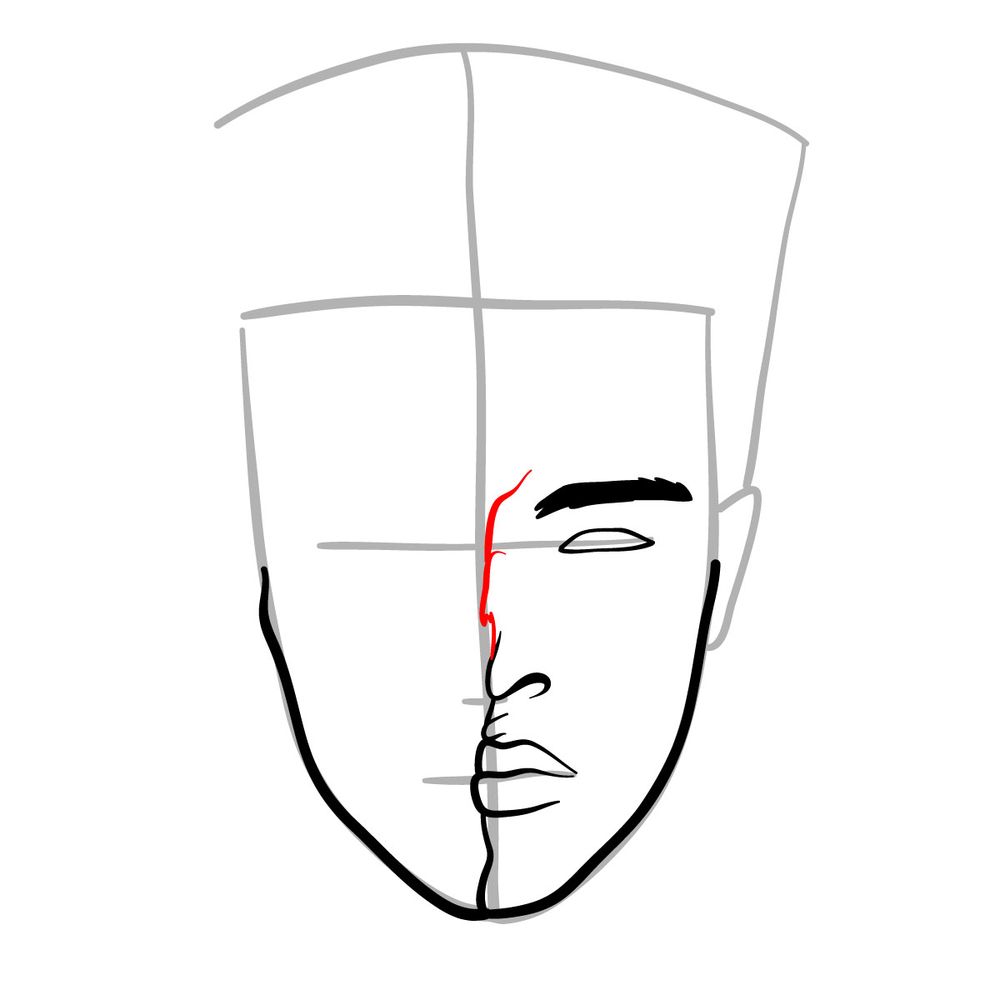 How to draw XXXTentacion's face (half skull) - step 08