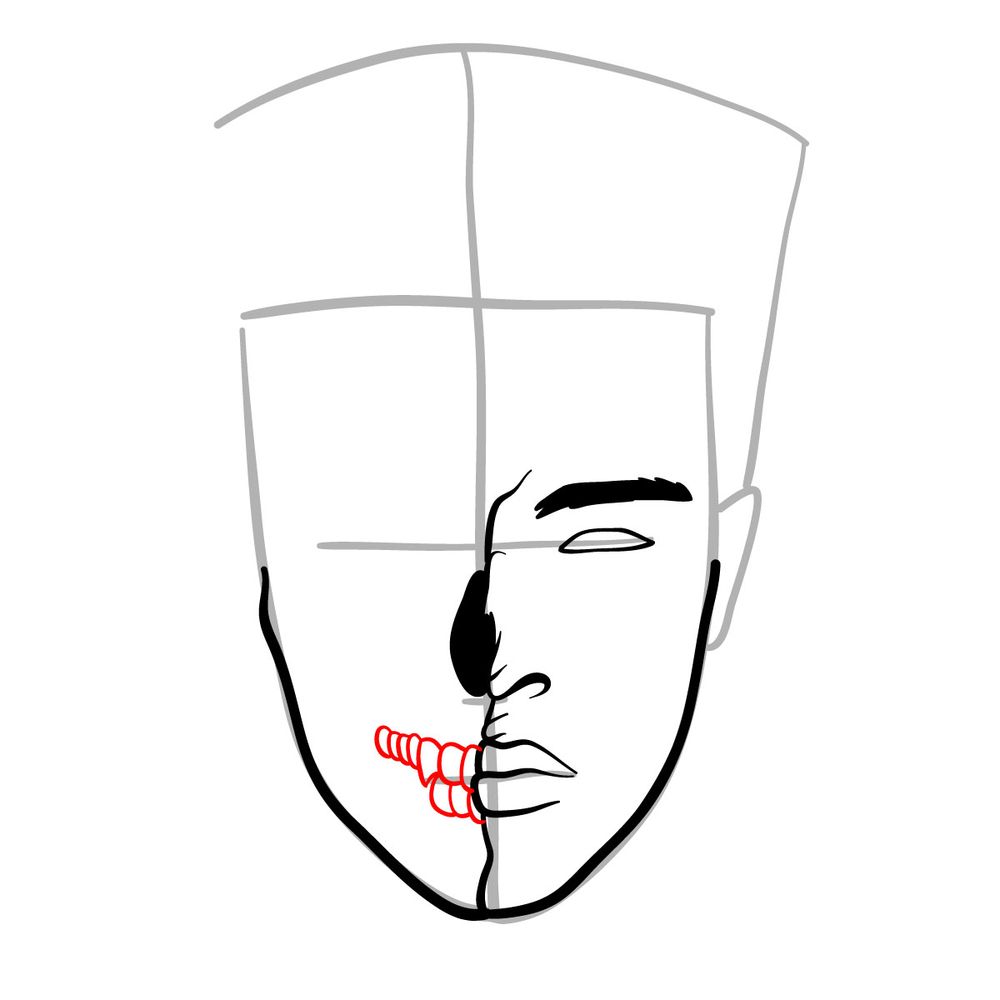 How to draw XXXTentacion's face (half skull) - step 10
