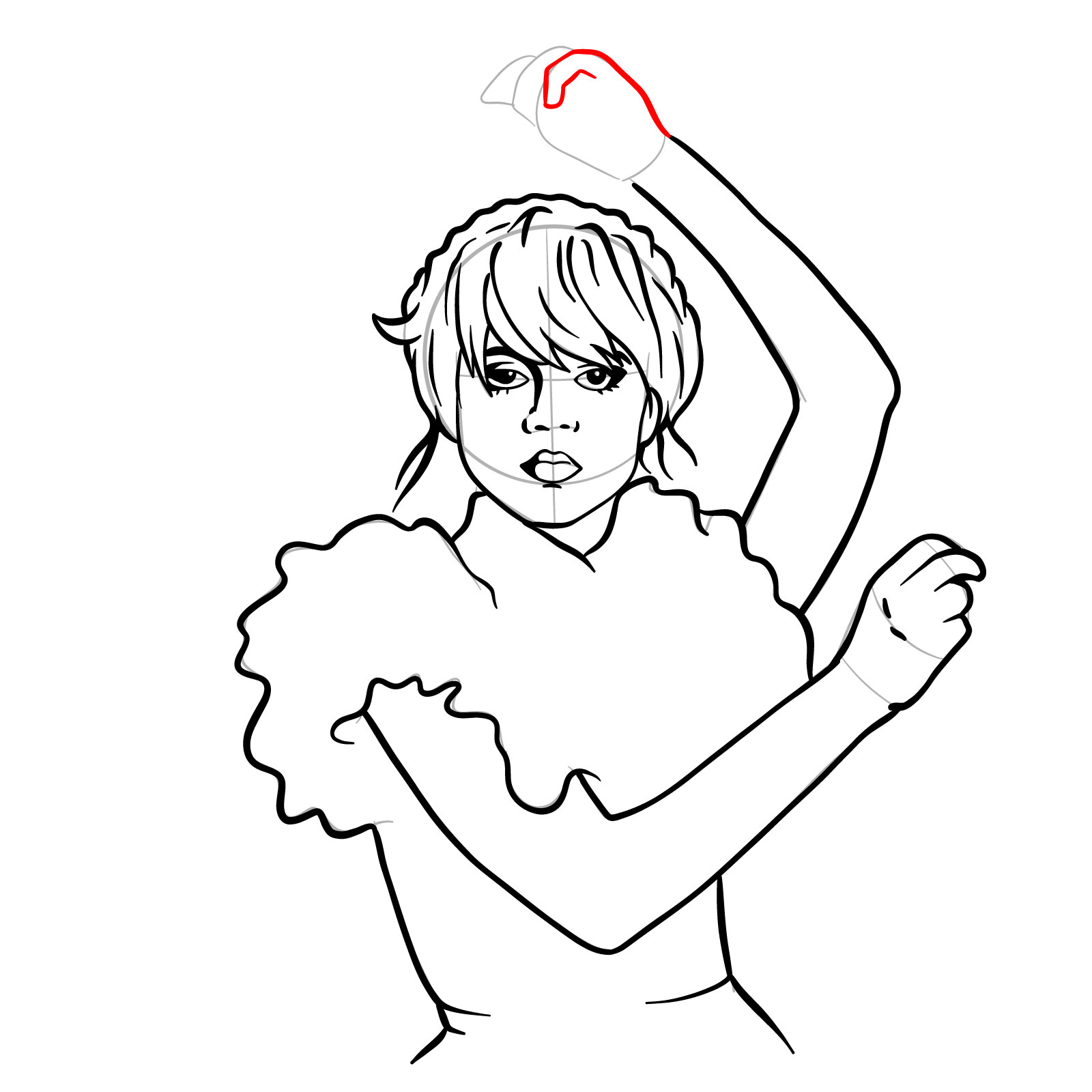 Draw the Viral Wednesday Addams Dance from 2022 Series - step 23