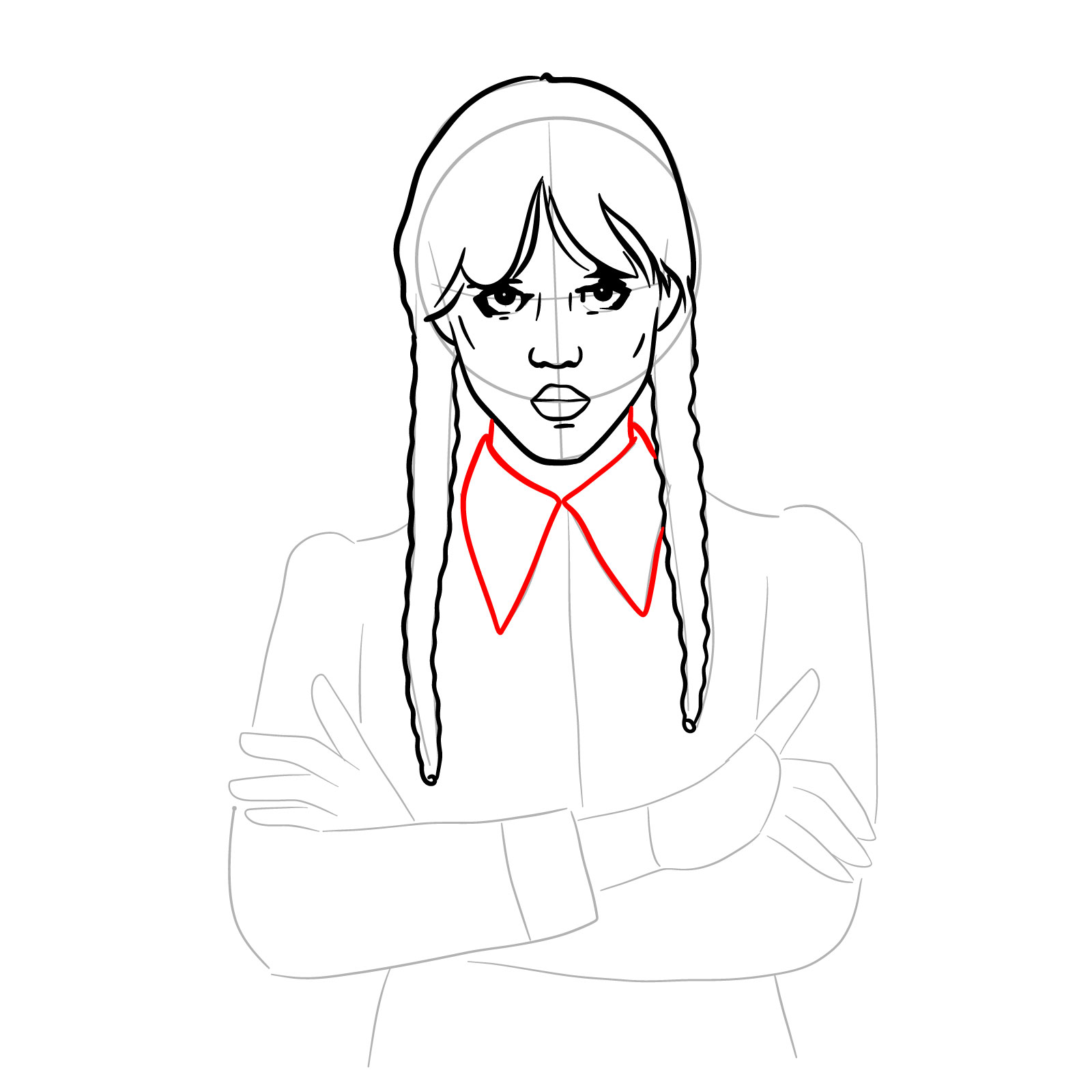 How to Draw Jenna Ortega as Wednesday - step 16