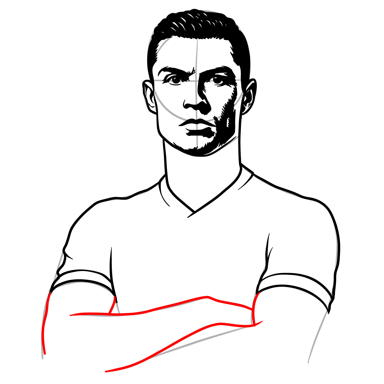 How to Draw Ronaldo - step 17