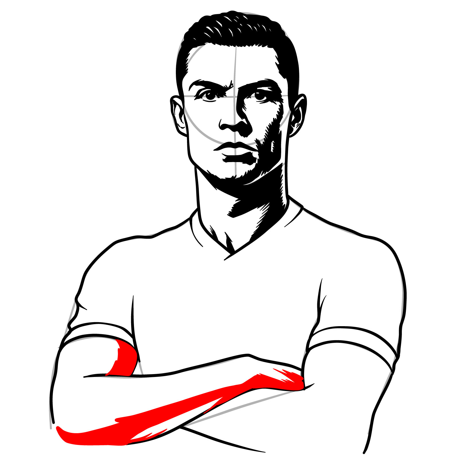 How to Draw Ronaldo - step 21