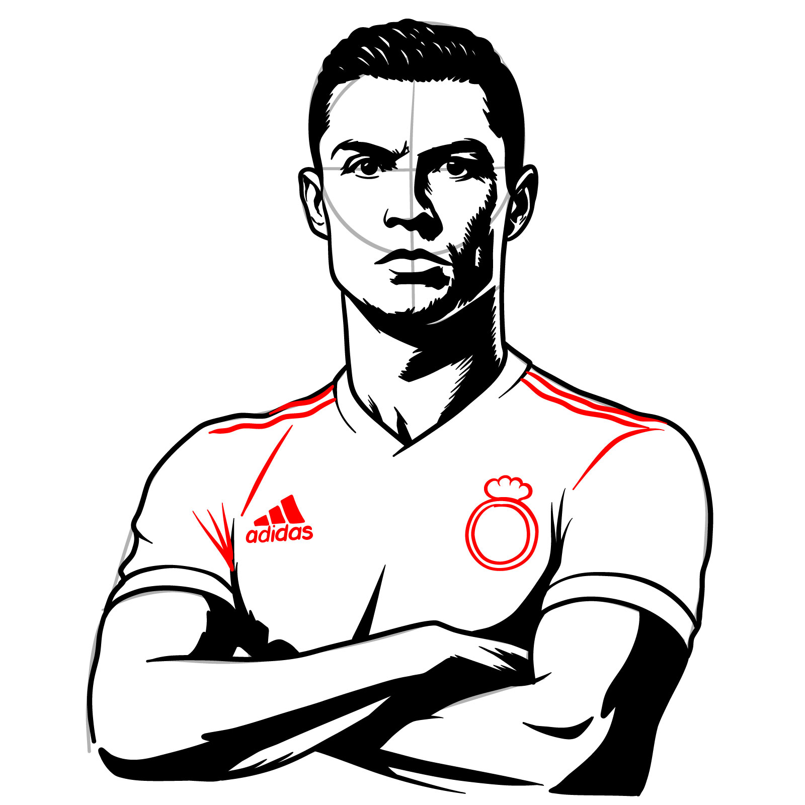 How to Draw Ronaldo - step 24