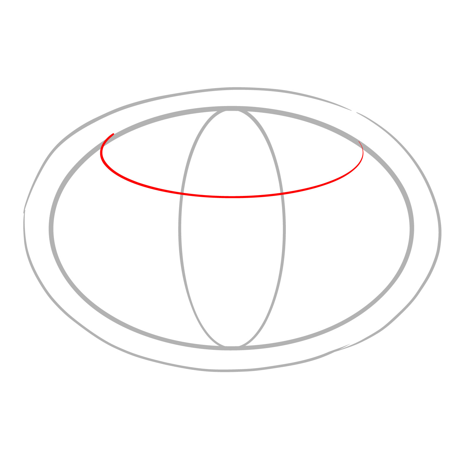 How to draw a Toyota logo - step 03