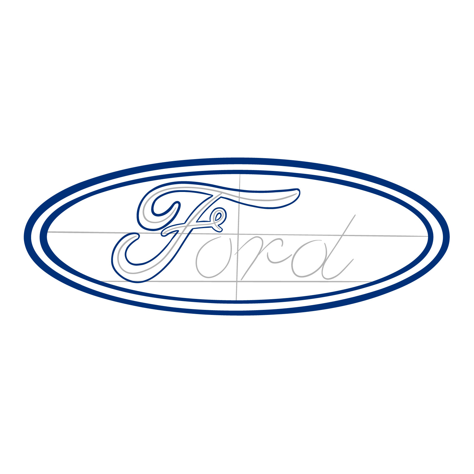 How to draw the Ford logo - step 07