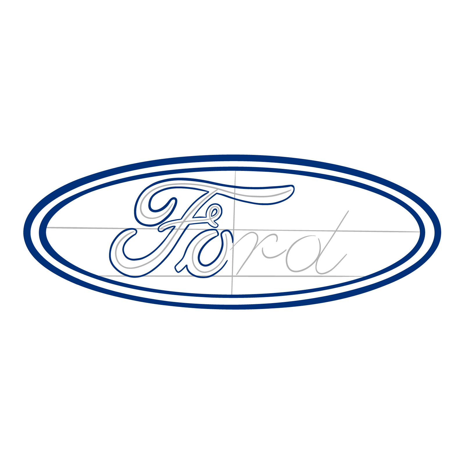 How to draw the Ford logo - step 08