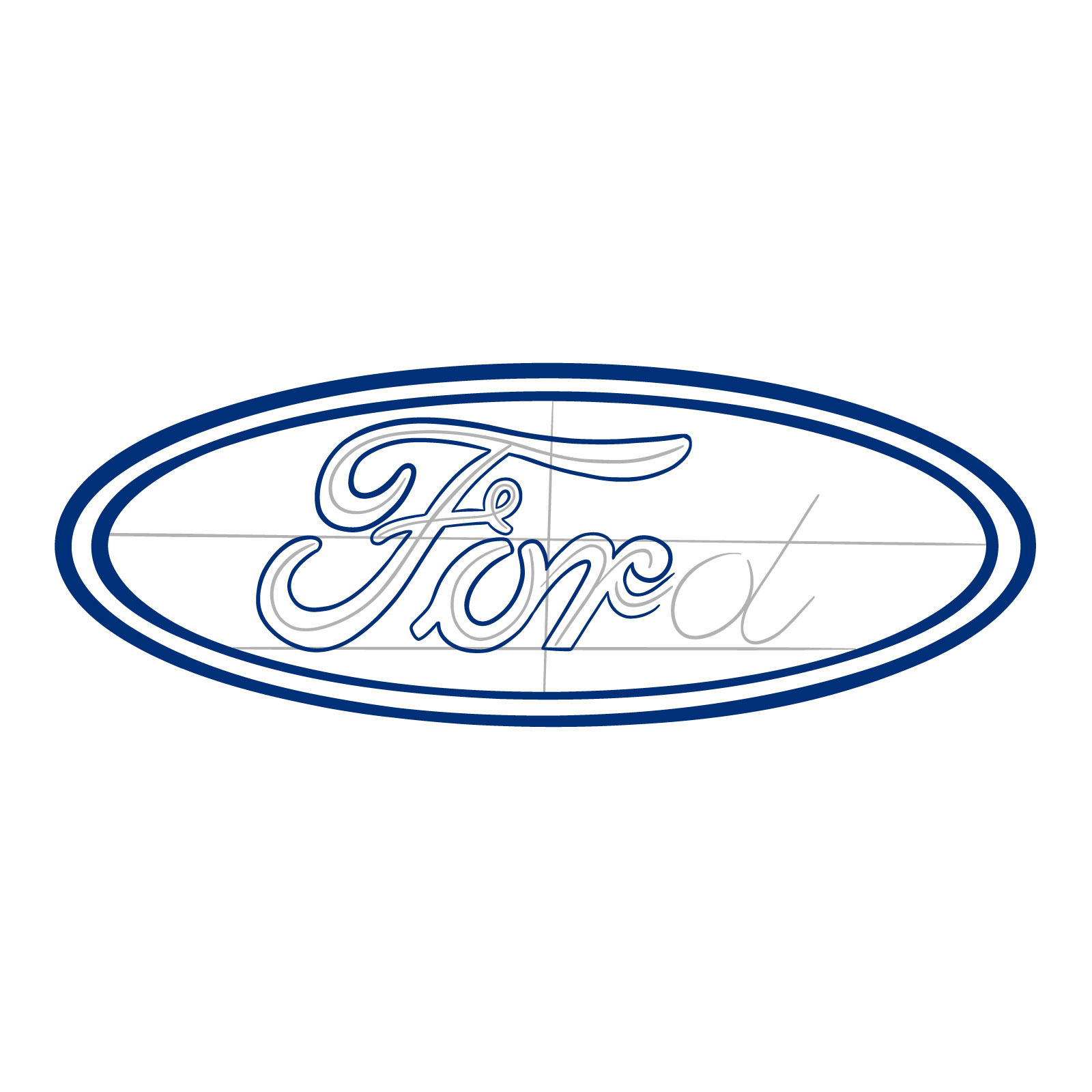 How to draw the Ford logo - step 11