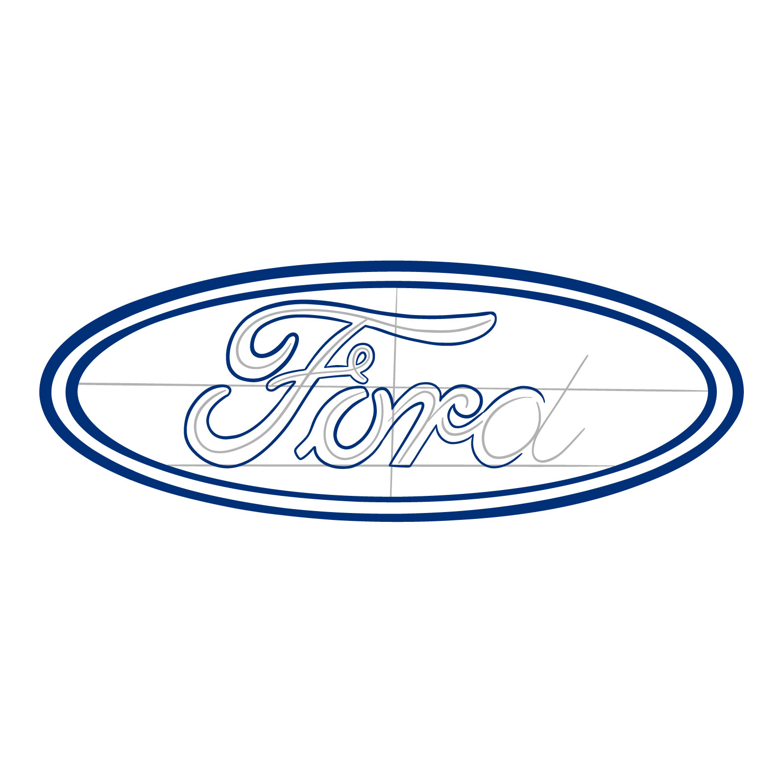 How to draw the Ford logo - step 12