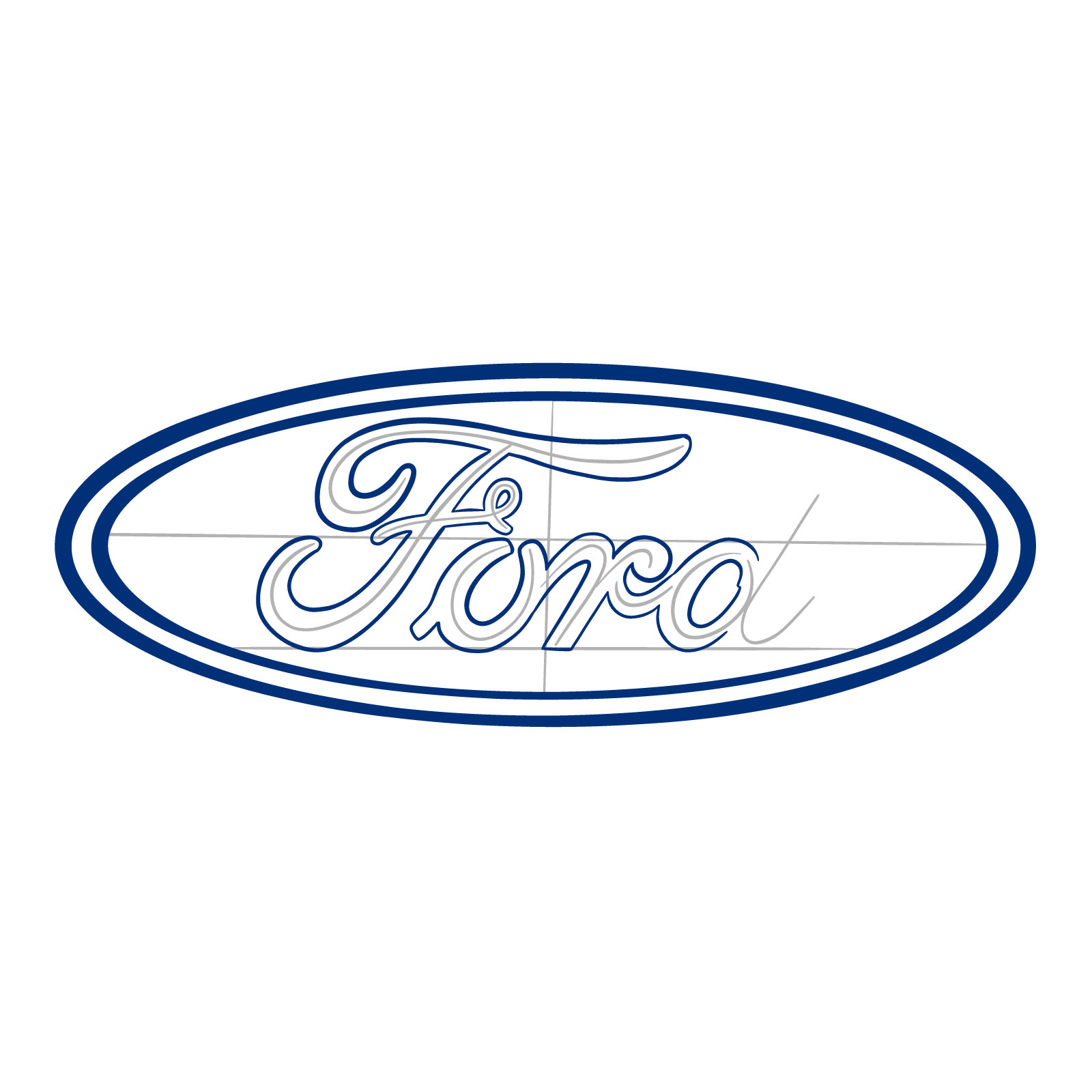 How to draw the Ford logo - step 13