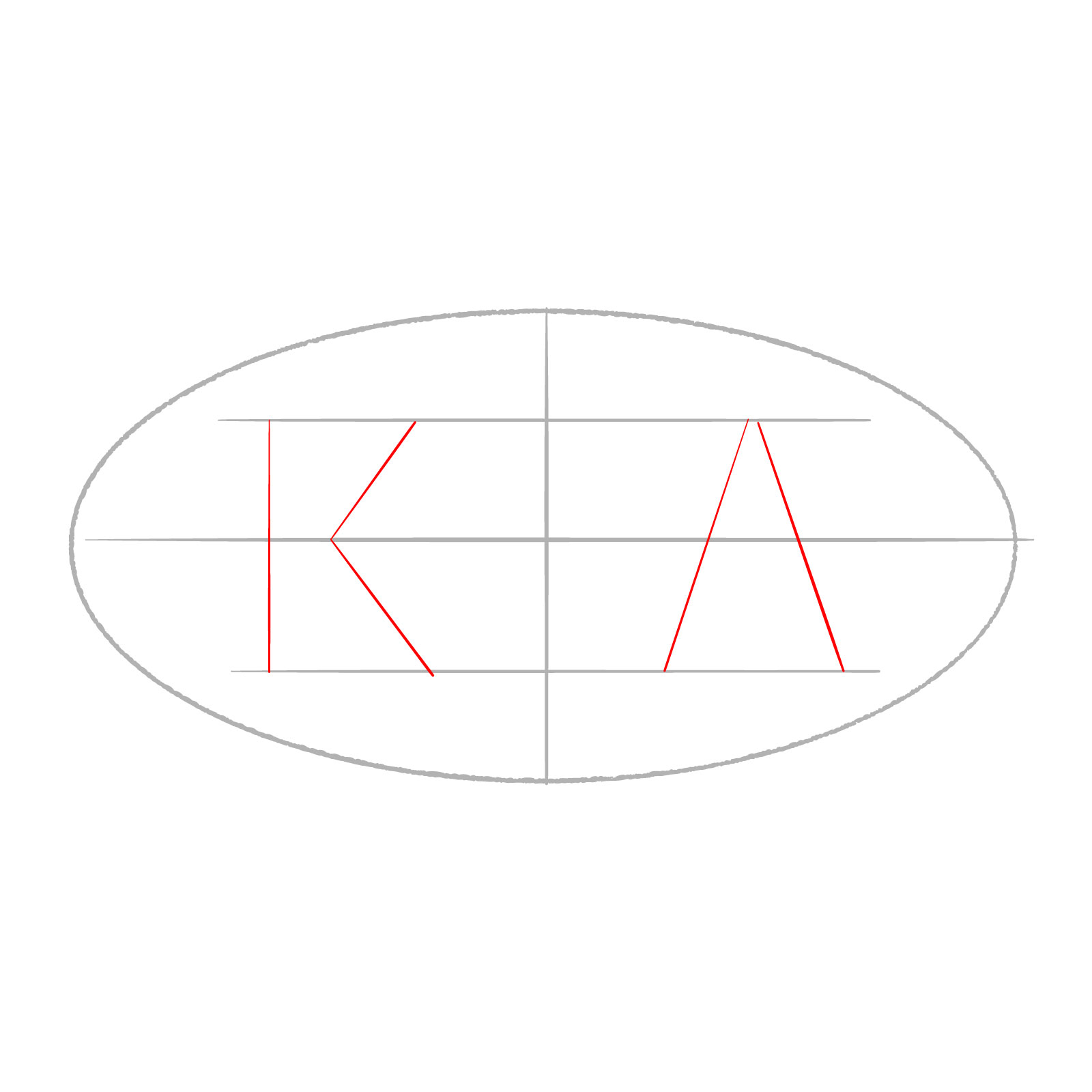 How to draw the KIA logo - step 03