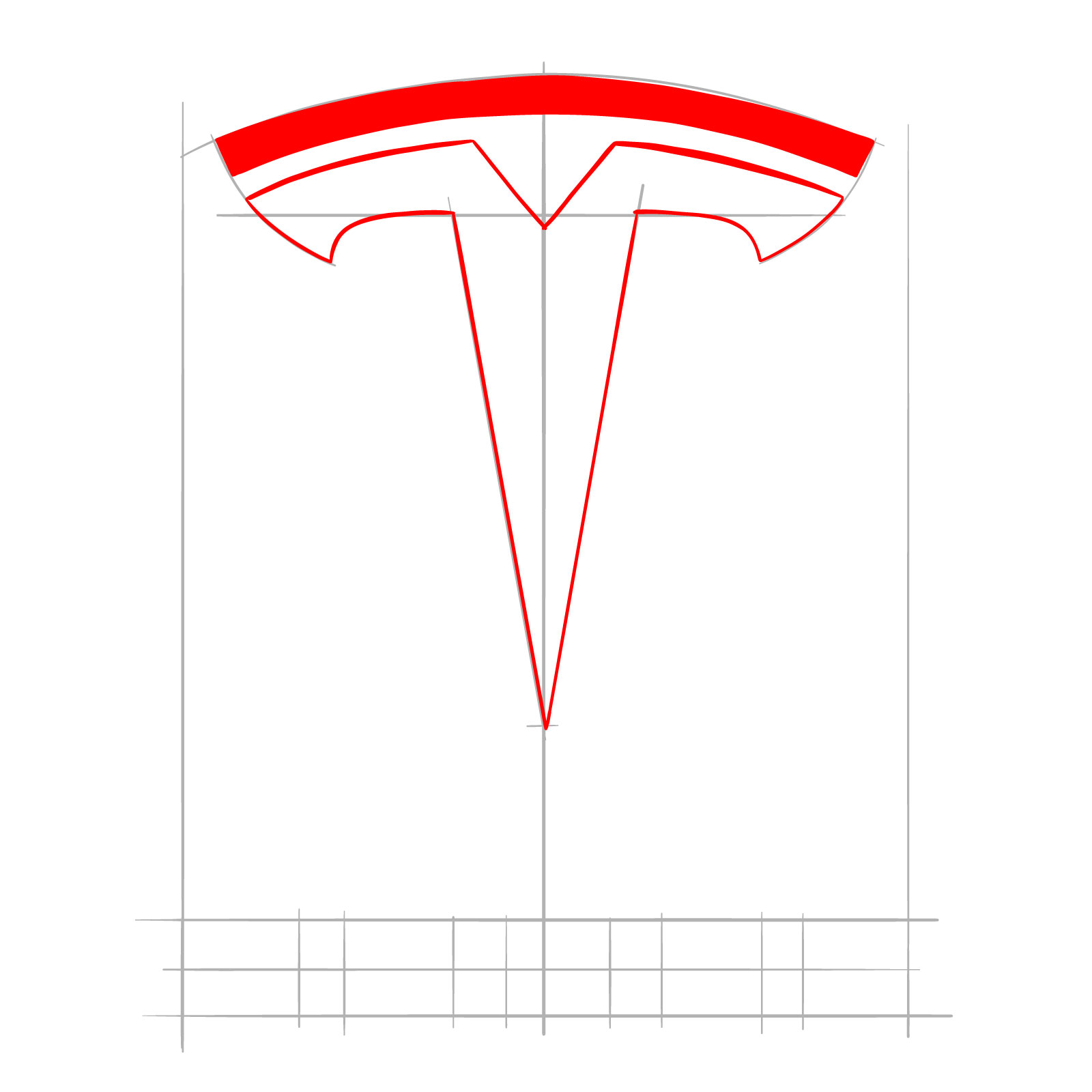 How to draw the Tesla logo - step 06