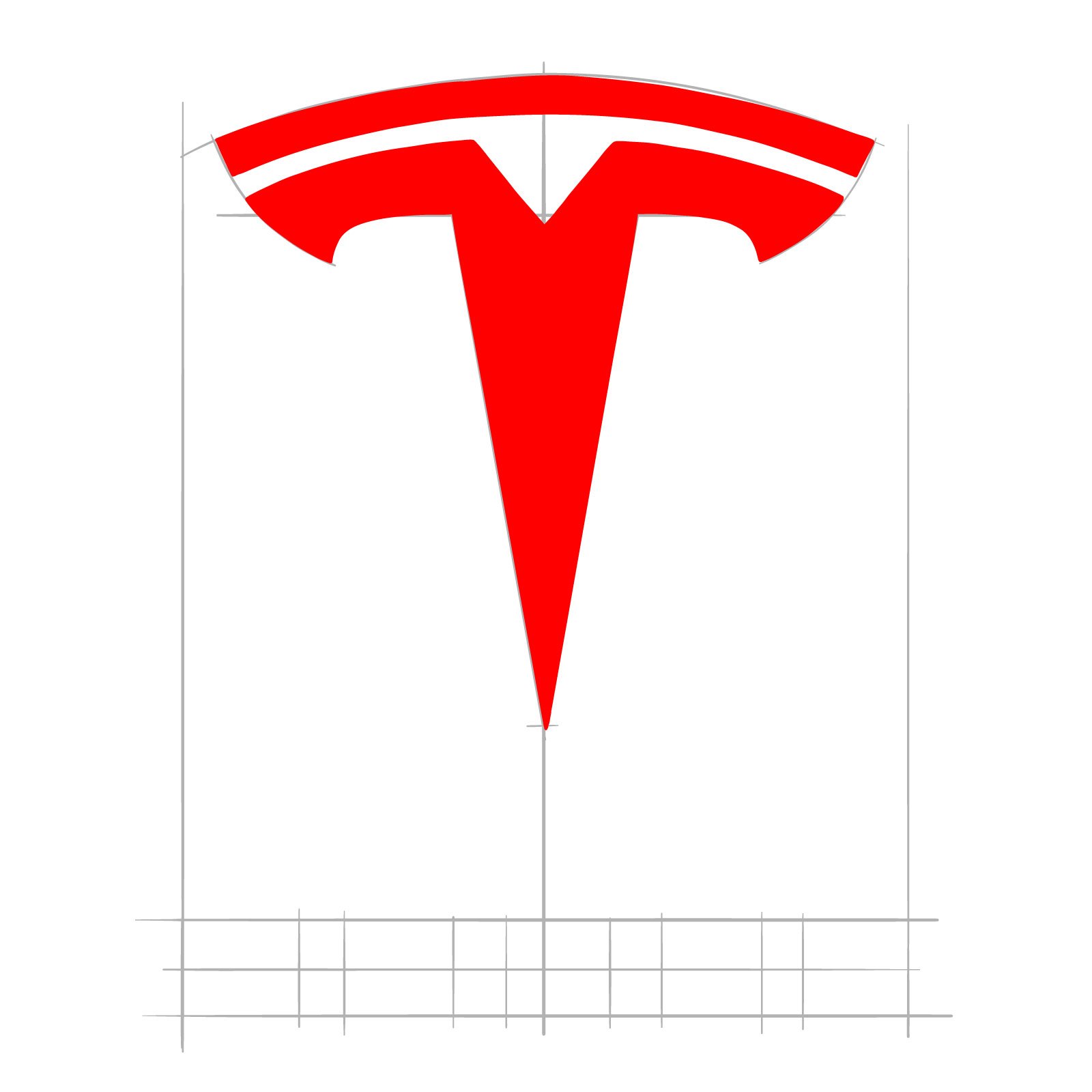 How to draw the Tesla logo - step 07