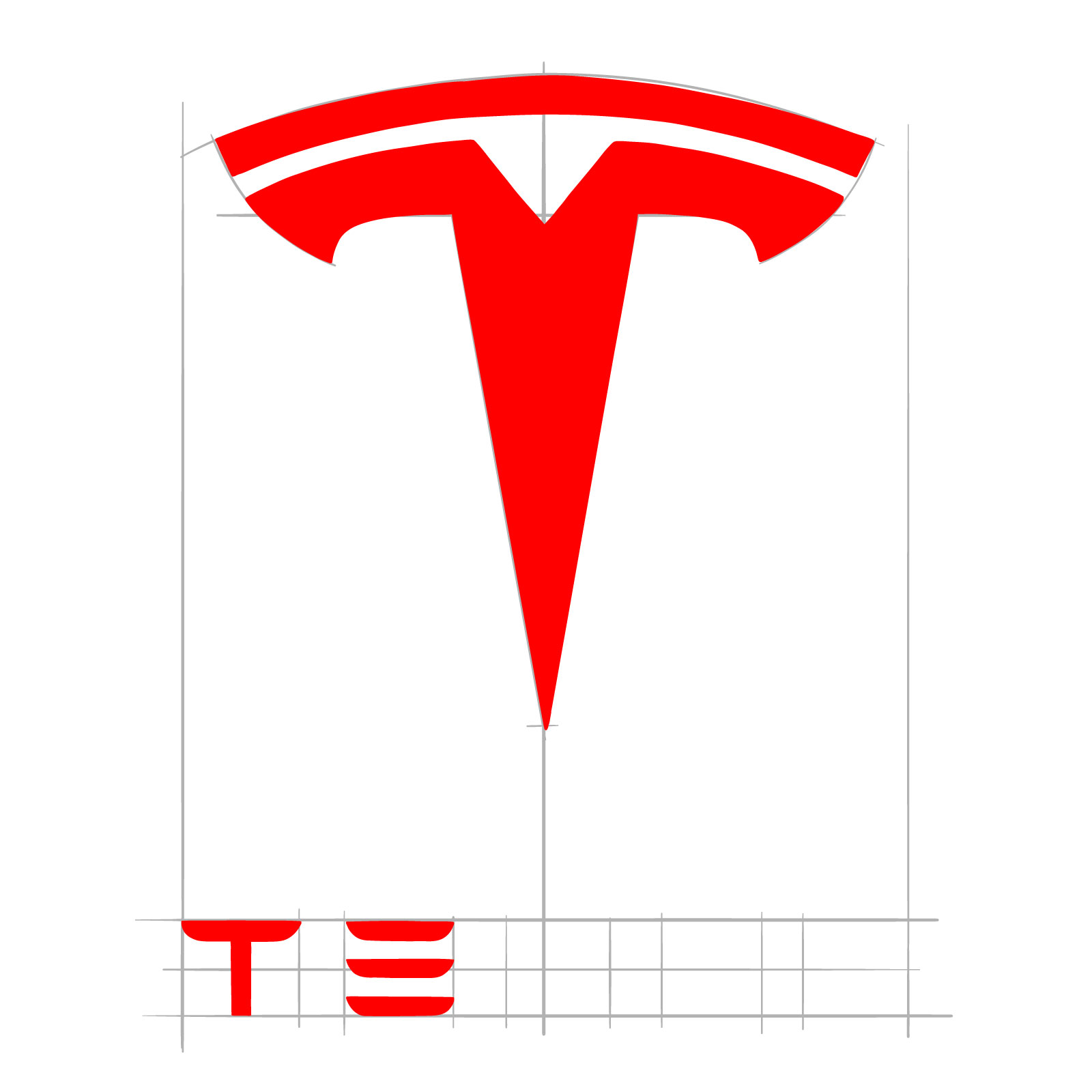 How to draw the Tesla logo - step 10