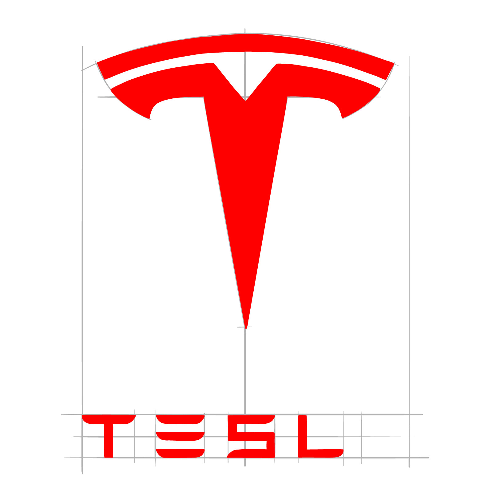 How to draw the Tesla logo - step 12