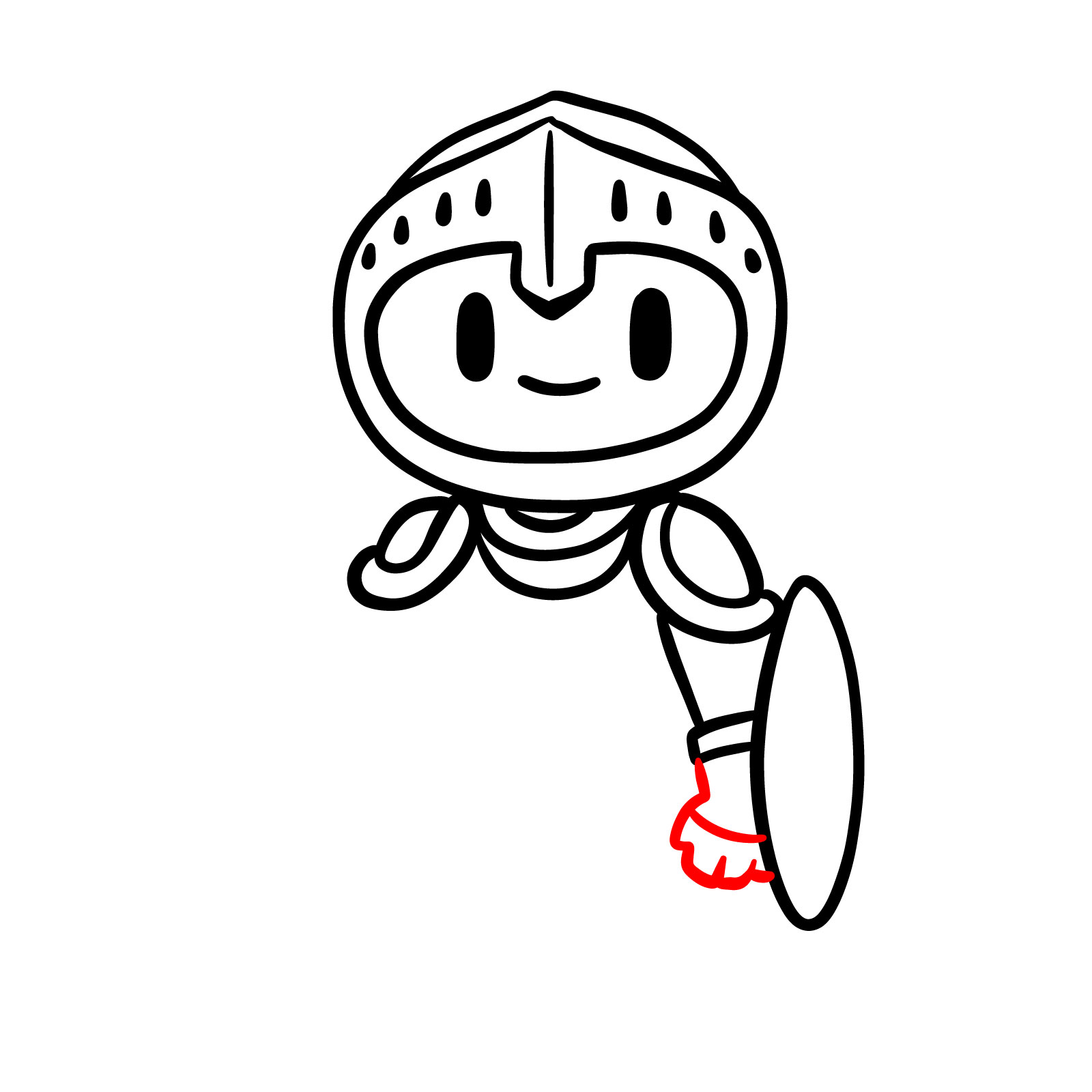 Easy paladin drawing step 6: complete the arm