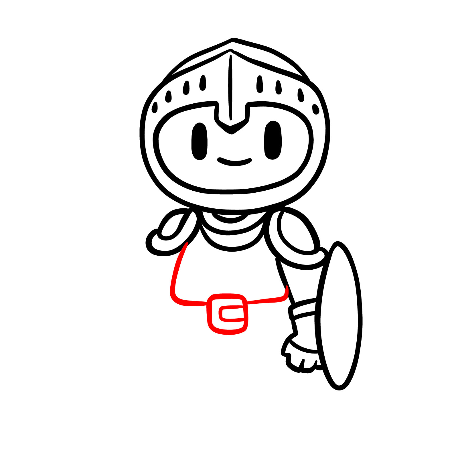 How to draw a cartoon paladin step 7: torso and belt buckle