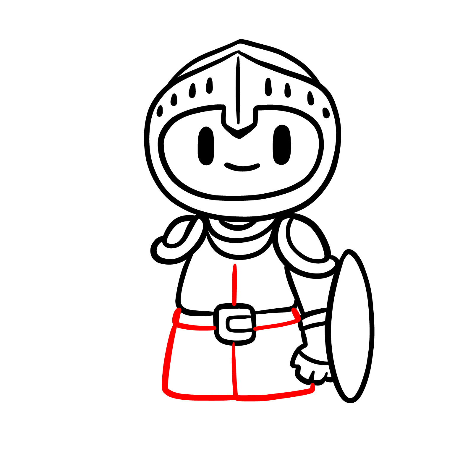 Easy paladin drawing step 8: belt and tunic