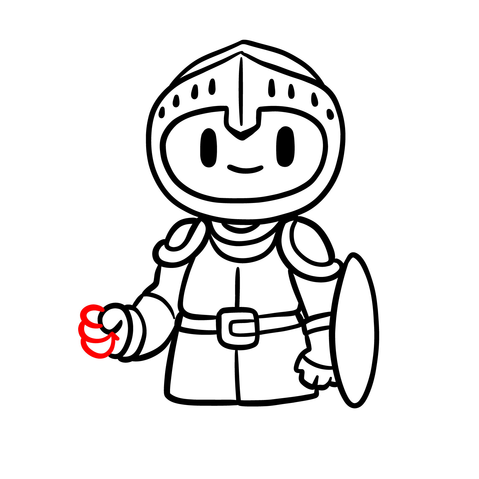Easy paladin drawing step 10: sketching remaining fingers