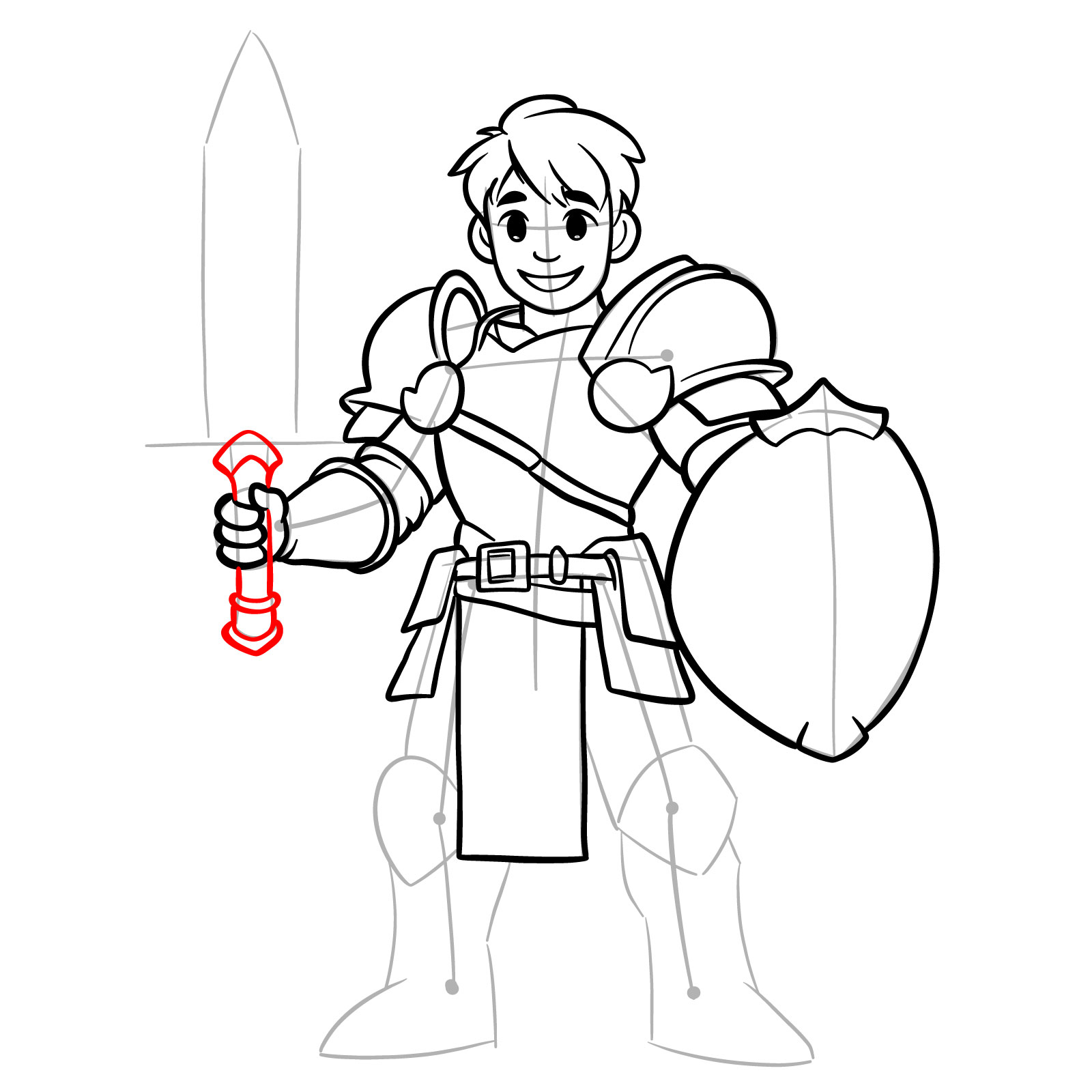 paladin step 16: sketching the sword handle