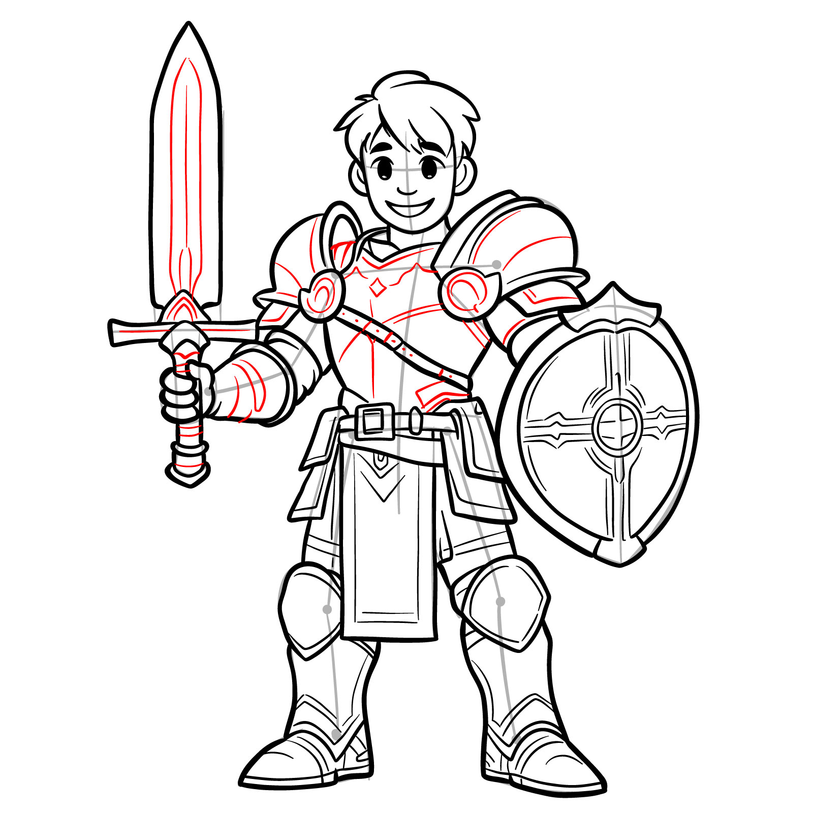 How to draw a paladin step 22: sword detailing