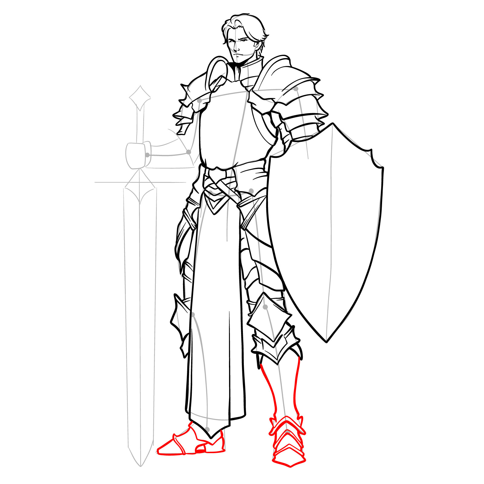 Completing the armor on both legs and feet of the paladin - step 18