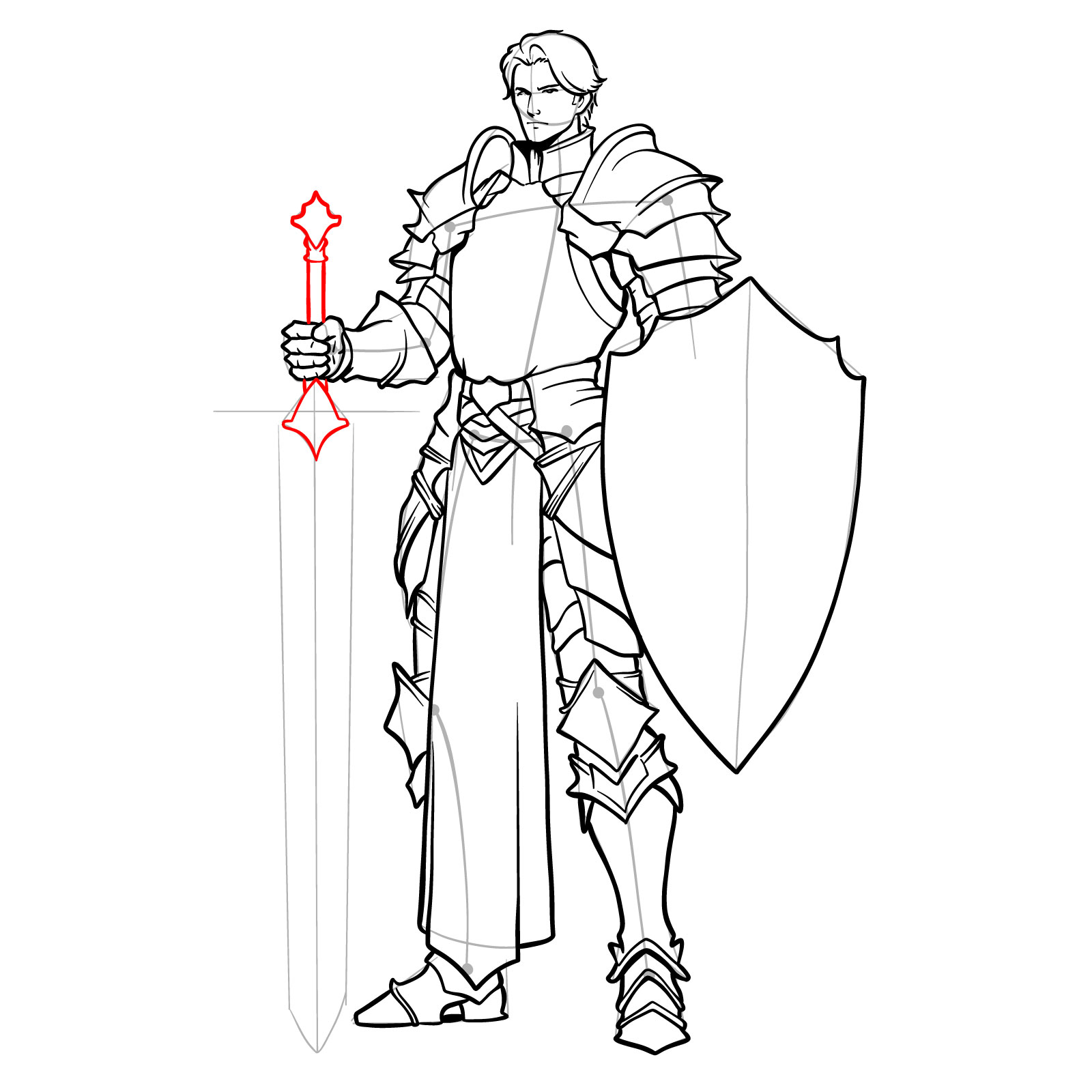 Drawing the handle of the paladin's sword - step 21