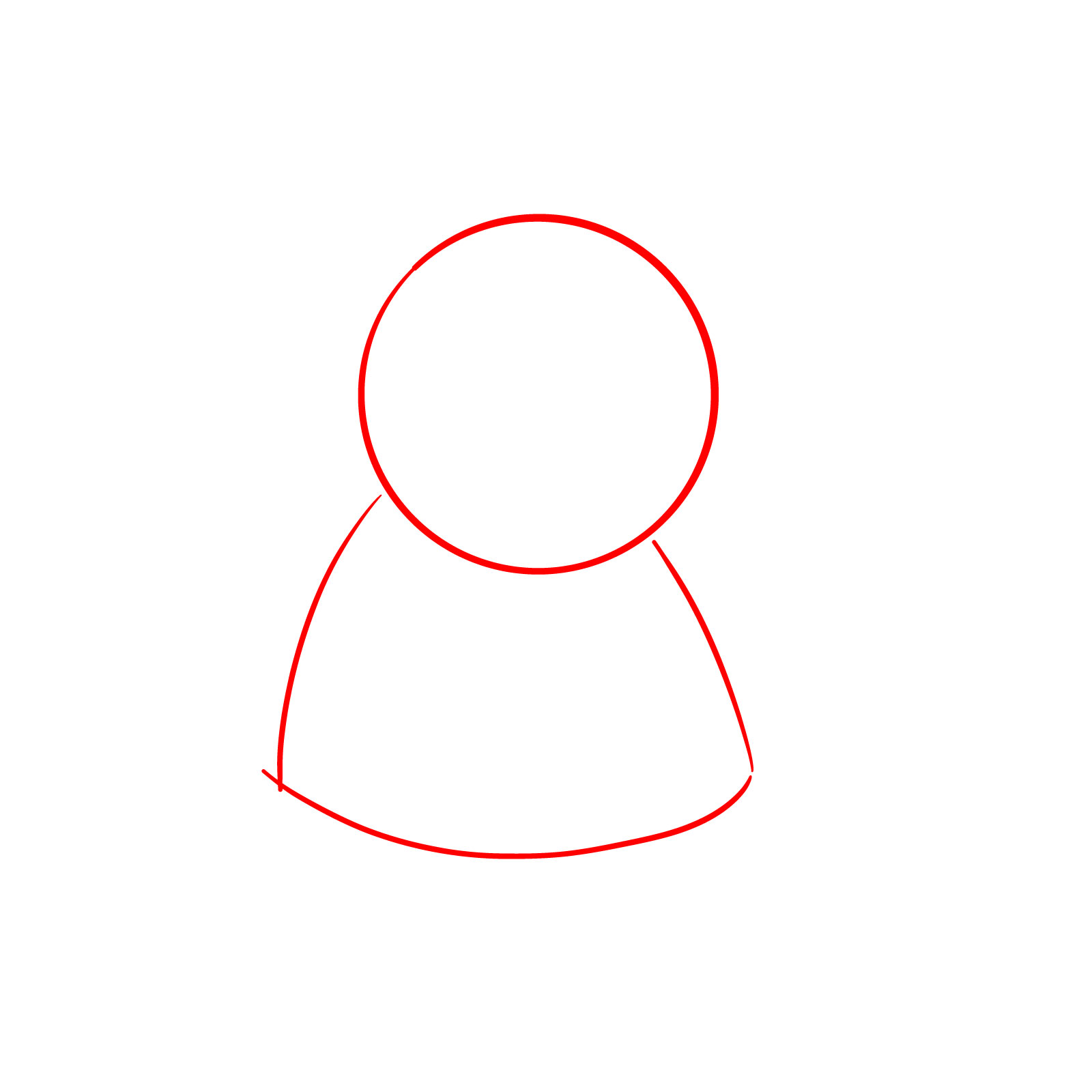 First step in how to draw Santa Claus, sketching head and body proportions - step 01